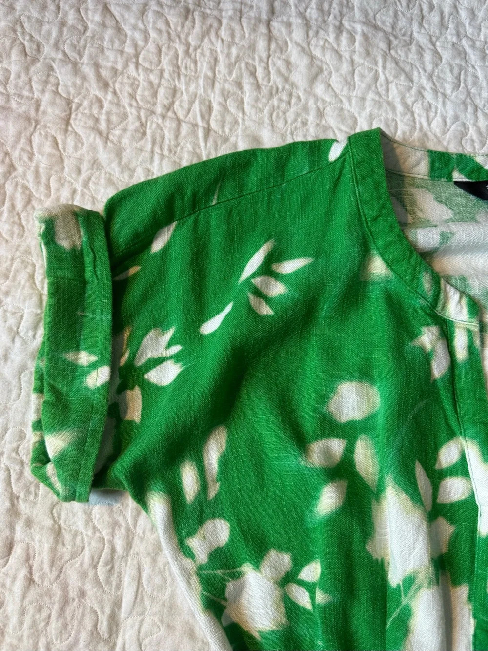 Simply Vera Vera Wang White and Green Floral Dress - Picture 7 of 8
